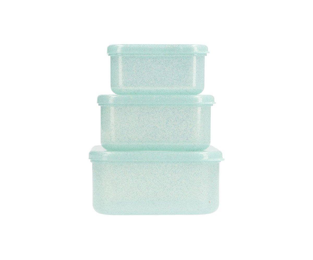 3 Aqua Glitter Türkis Brotdosen