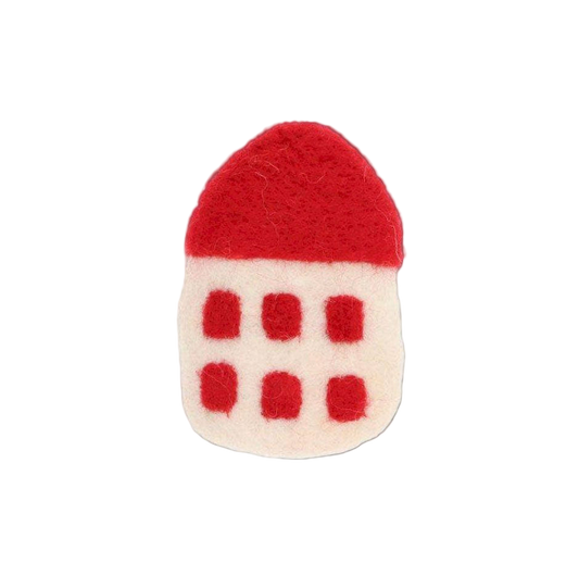 Weihnachtsschmuck Filzanhänger „Rotes Haus“ – handgefertigt & natürlich schön