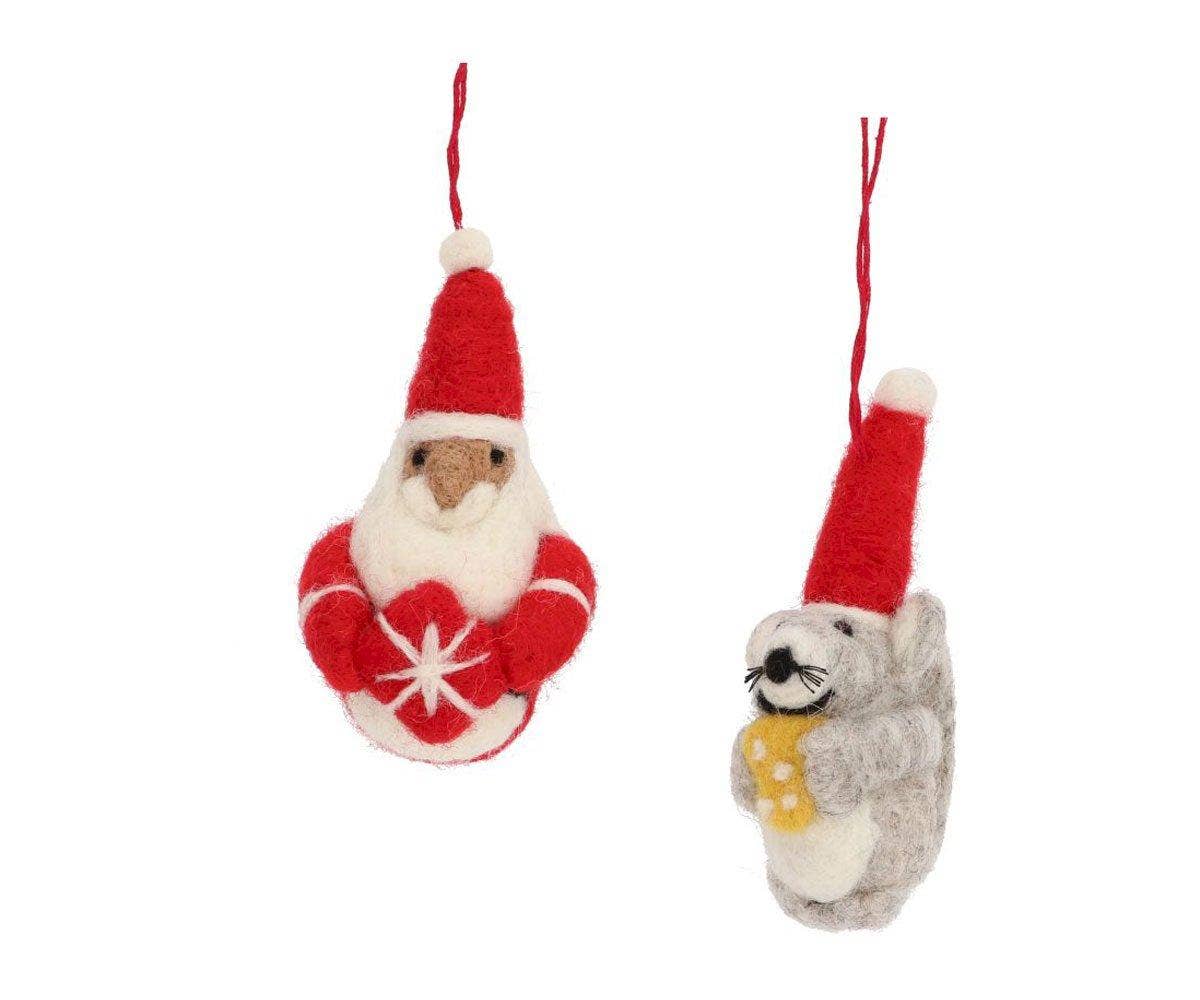COMING SOON Weihnachtsschmuck Weihnachtsmann-Anhänger aus Schafwolle – handgefertigt
