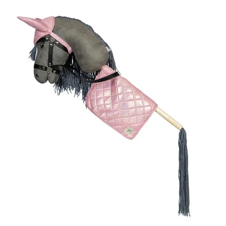 Steckenpferd-Sattelunterlage & Fliegenhaube | Rosa Glitter