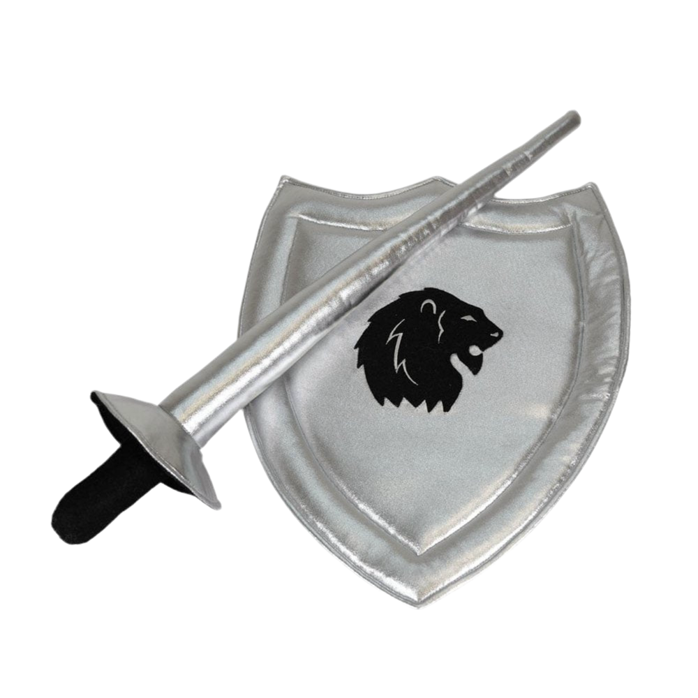 Schild & Lanze für kleine Steckenpferd Ritter SILBER