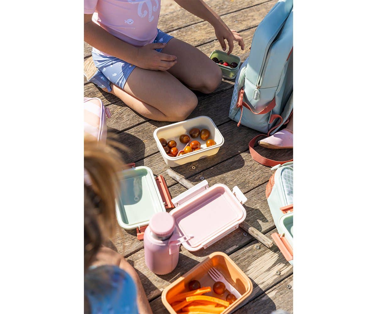 Lunch box Bento lunchbox rectangular stripes pink