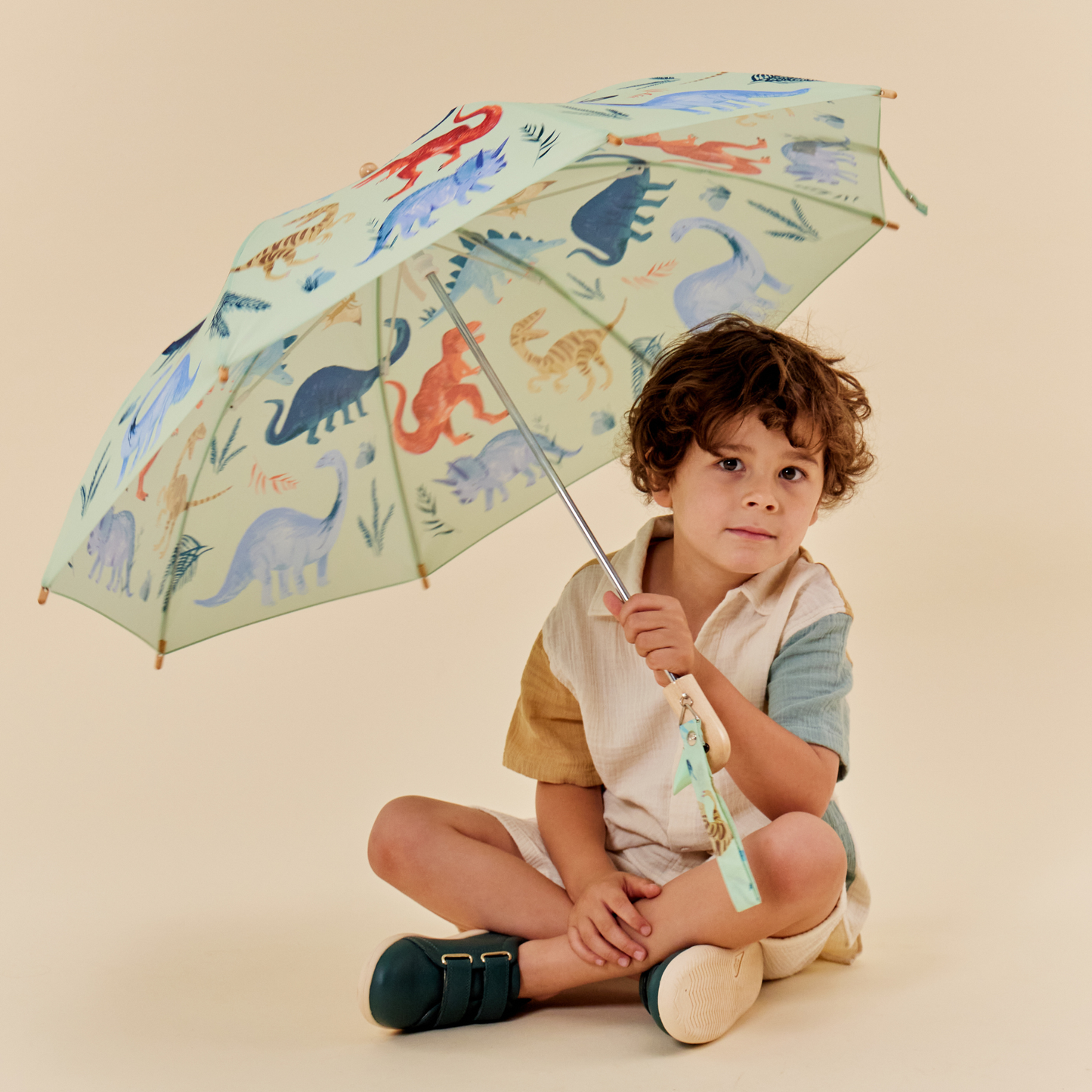 COMING SOON! Limitierter Meri Meri Dinosaurier-Königreich Kinder-Regenschirm: blau