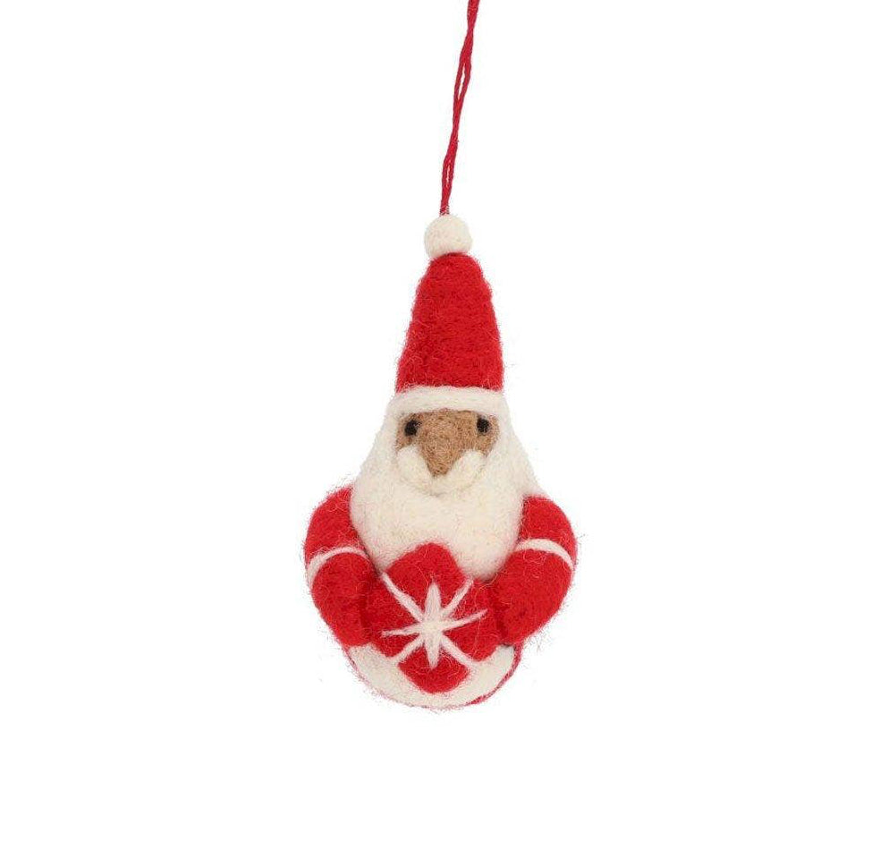 COMING SOON Weihnachtsschmuck Weihnachtsmann-Anhänger aus Schafwolle – handgefertigt