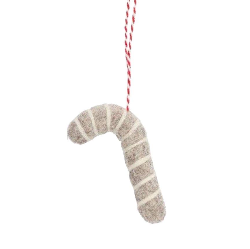 COMING SOON Weihnachtsschmuck Filzanhänger „Zuckerstange“ – handgefertigt & natürlich festlich