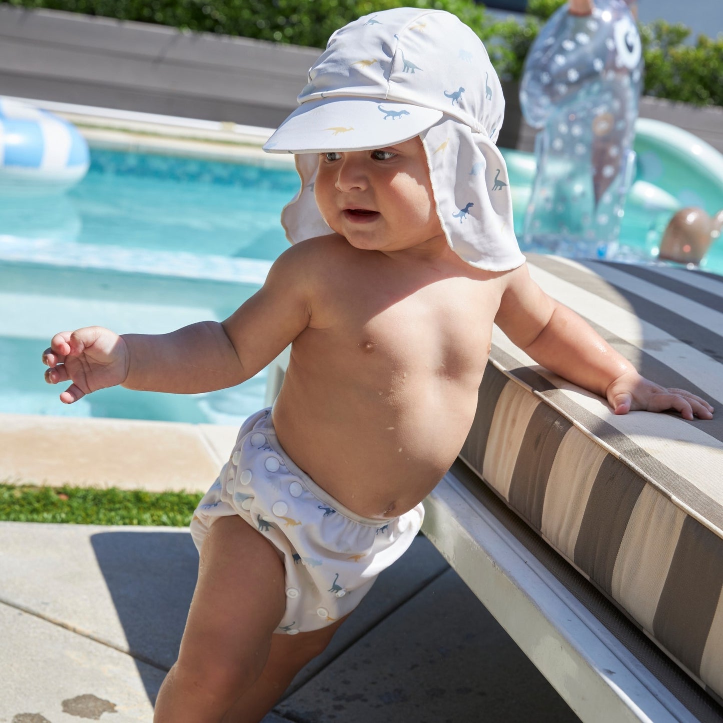 Couche de bain lavable multicolore DINO