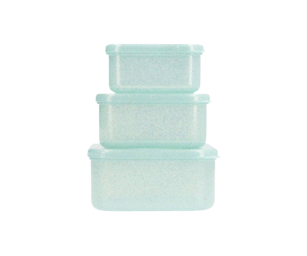 3 Aqua Glitter Türkis Brotdosen