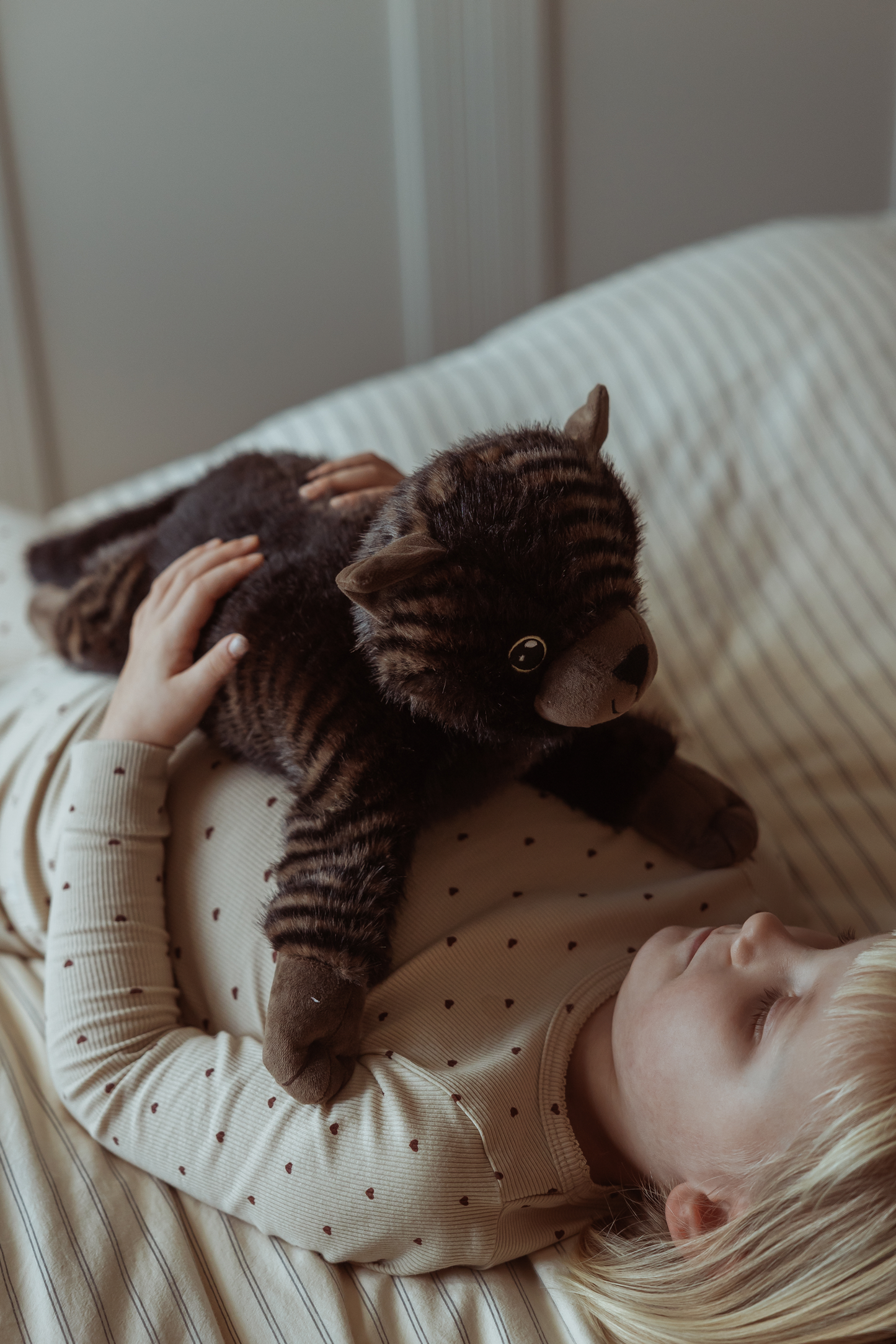 Gewichtete Plüschkatze mittelgroß 1,2 kg - gestreifter Kuschelfreund für Geborgenheit