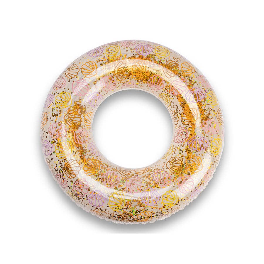 Schwimmring Ø 90 cm transparent GOLD GLITTER SHELLS