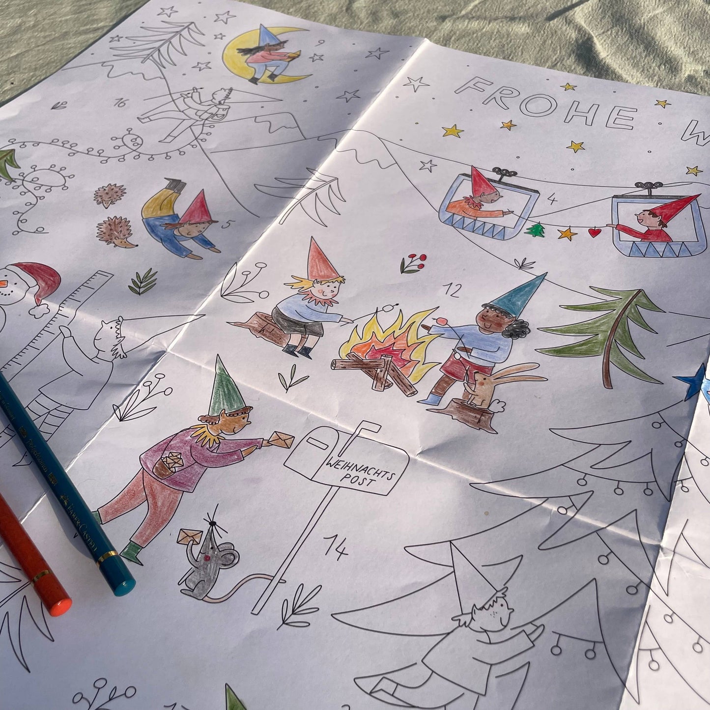 Ausmal-Adventskalender mit Wichtelmotiven – kreative Vorfreude für Groß & Klein