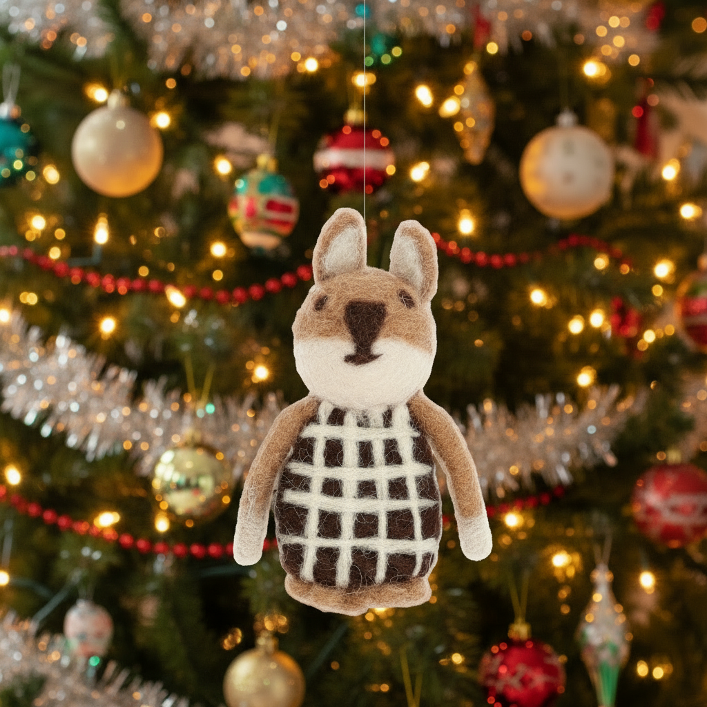 COMING SOON Weihnachtsschmuck Filzanhänger „Fuchs im Anzug“ – handgefertigt & charmant