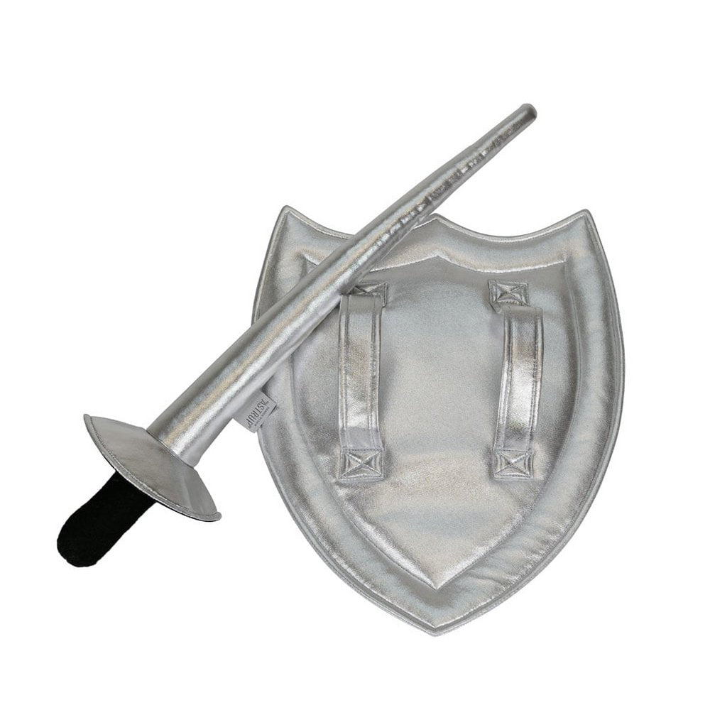 Schild & Lanze für kleine Steckenpferd Ritter SILBER