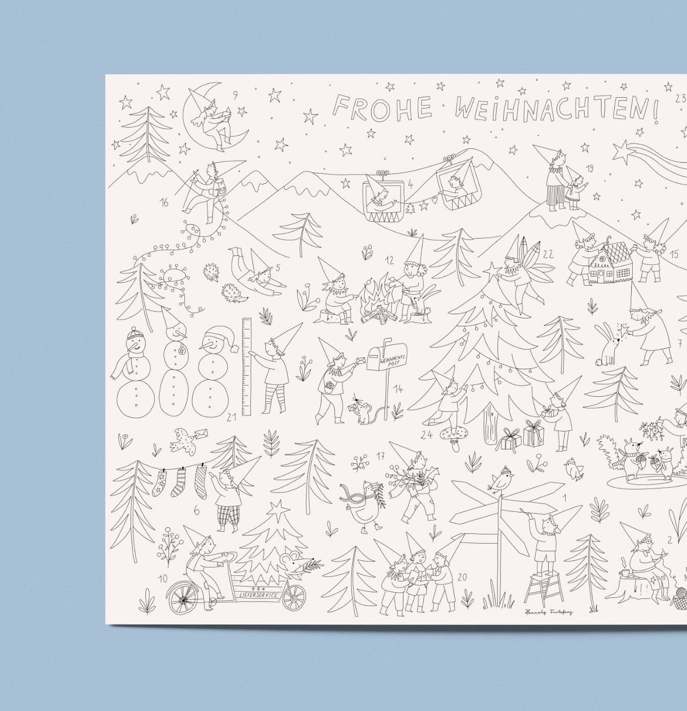 Ausmal-Adventskalender mit Wichtelmotiven – kreative Vorfreude für Groß & Klein