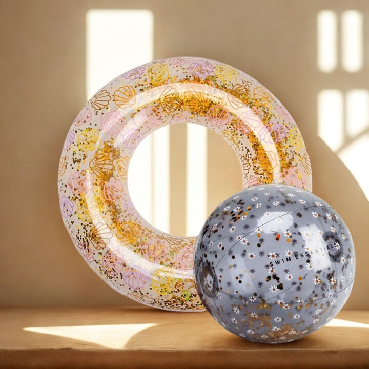Wasserball Ø 51 cm transparent BLAU GLITTER