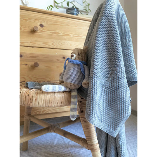 Couverture tricotée légère PLAIN en 100 % coton – gris