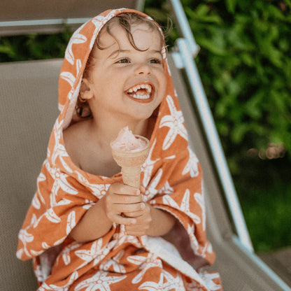 Strandponcho orange-gold-braun Seastars