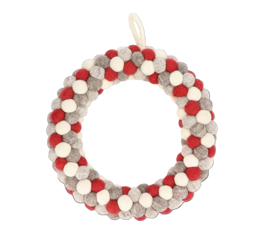 COMING SOON Weihnachtsschmuck Pomponkranz aus Schafwolle – bunt & handgefertigt
