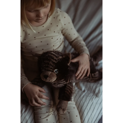 Gewichtete Plüschkatze mittelgroß 1,2 kg - gestreifter Kuschelfreund für Geborgenheit