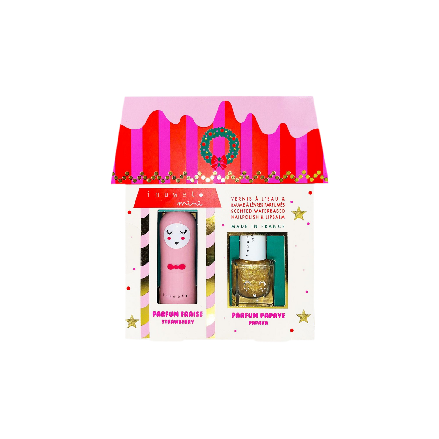 Weihnachtsset – Erdbeer-Lippenbalsam & Papaya-Kids-Nagellack