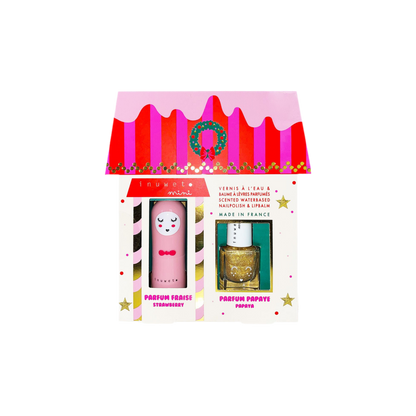 Weihnachtsset – Erdbeer-Lippenbalsam & Papaya-Kids-Nagellack