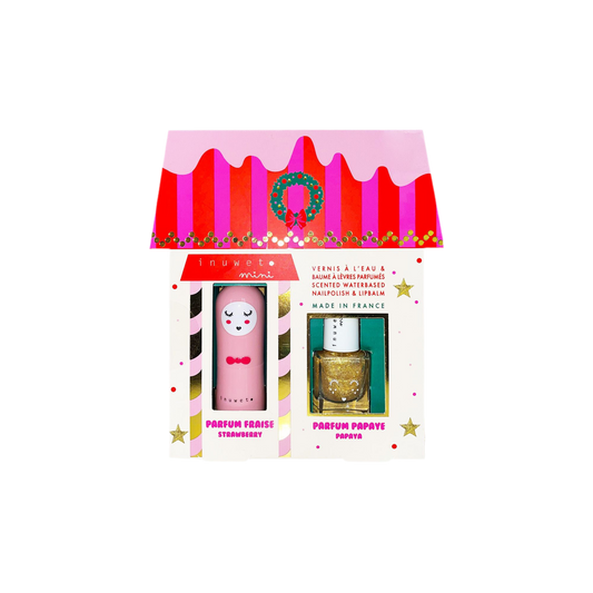 Weihnachtsset – Erdbeer-Lippenbalsam & Papaya-Kids-Nagellack