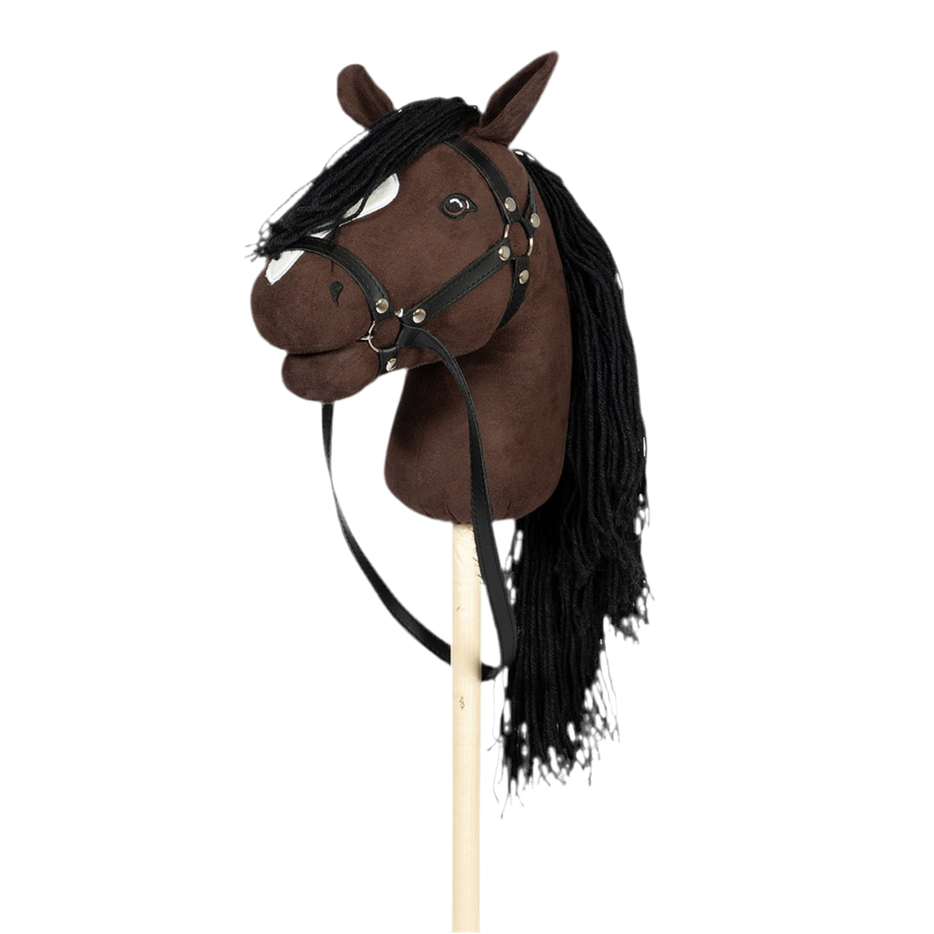 Hobbyhorse – brown with white blaze &amp; open mouth