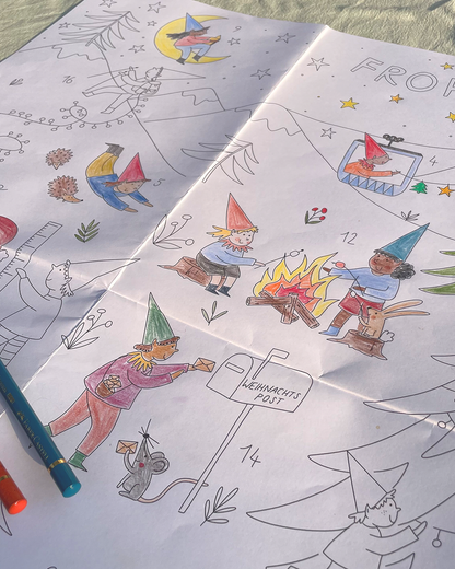 Ausmal-Adventskalender mit Wichtelmotiven – kreative Vorfreude für Groß & Klein