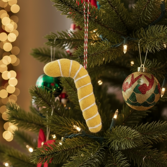 COMING SOON Weihnachtsschmuck Gelber Zuckerstangenornament