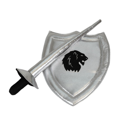 Schild & Lanze für kleine Steckenpferd Ritter silber