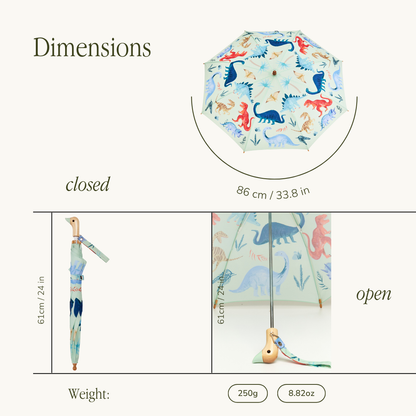 COMING SOON! Limited Edition Meri Meri Dinosaur Kingdom Kids Umbrella: Blue