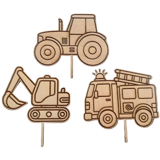 Steckerset Trecker, Baustelle & Blaulicht – 3 Motive für Geburtstagskranz, handgefertigt
