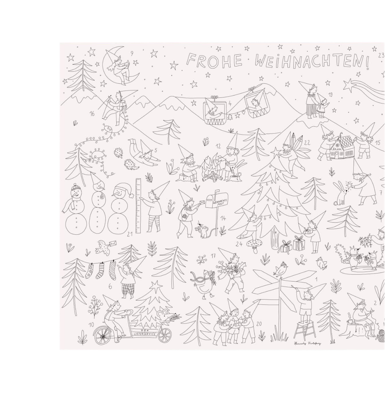 Ausmal-Adventskalender mit Wichtelmotiven – kreative Vorfreude für Groß & Klein