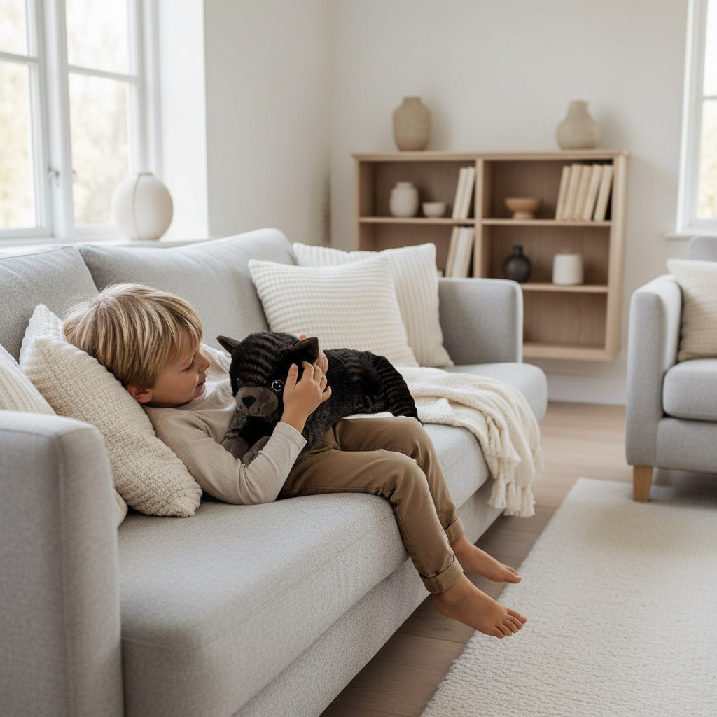Gewichtete *Plüsch-Katze* mittelgroß 1,2 kg - gestreifter Kuschelfreund für Geborgenheit
