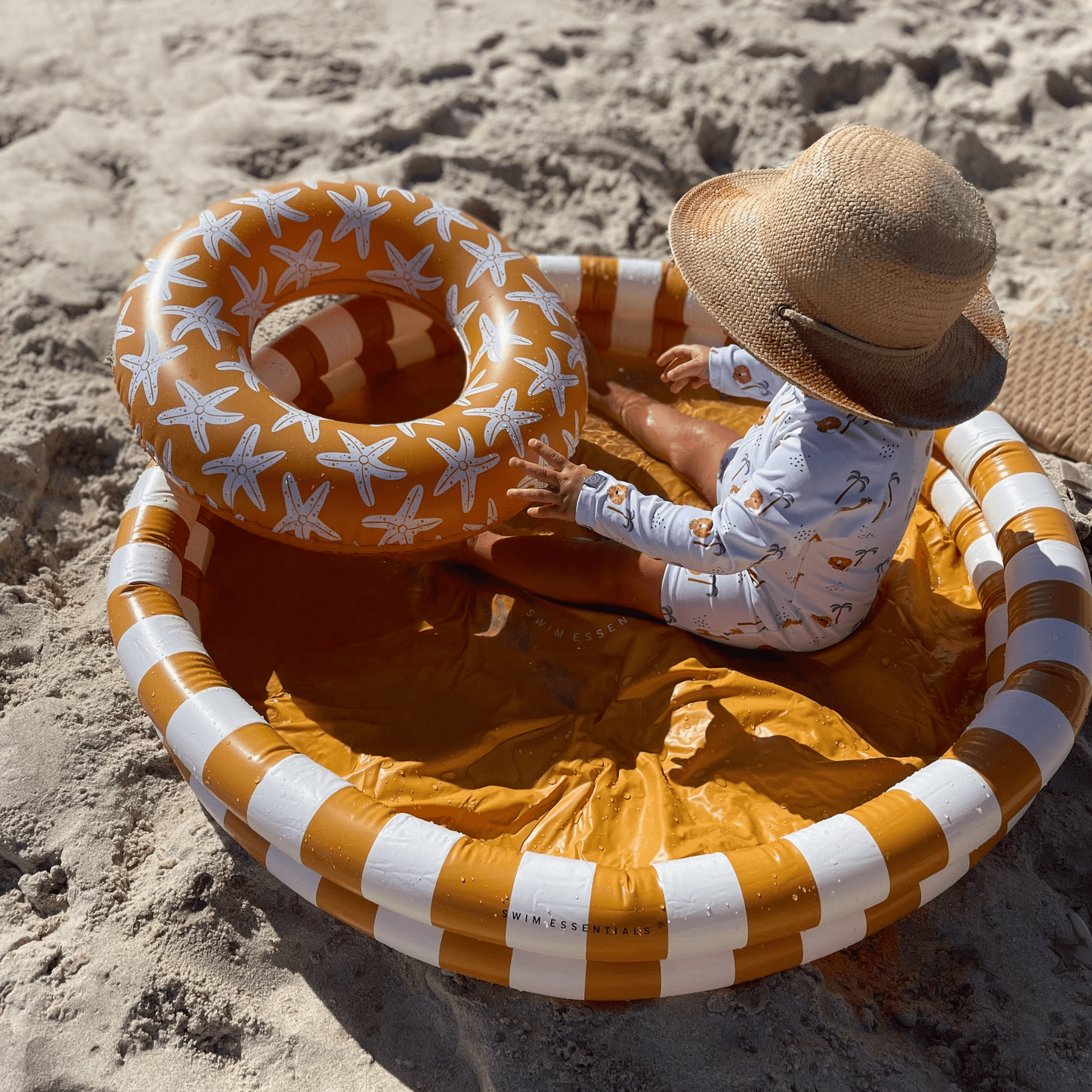 Pataugeoire enfant Ø95 cm jaune blanc FLOW
