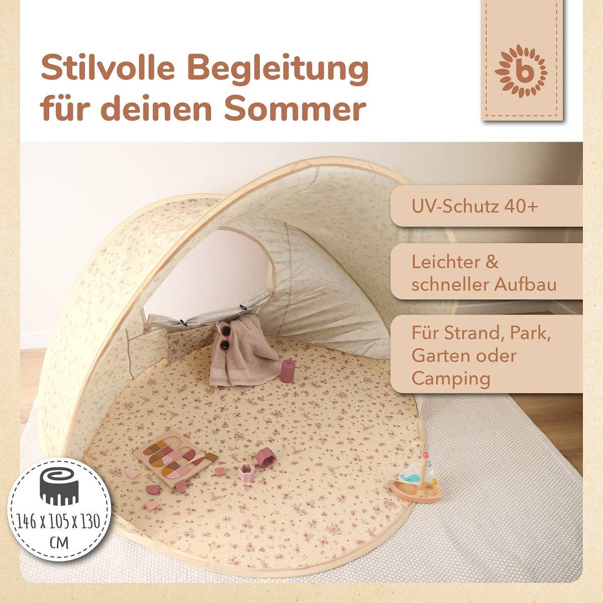 Abri de plage pop-up VINTAGE FLOWERS
