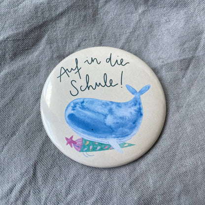 Button Wal - Auf in die Schule