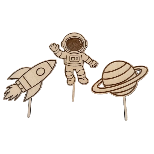 Steckerset Weltall – 3 Motive für Geburtstagskranz, handgefertigt