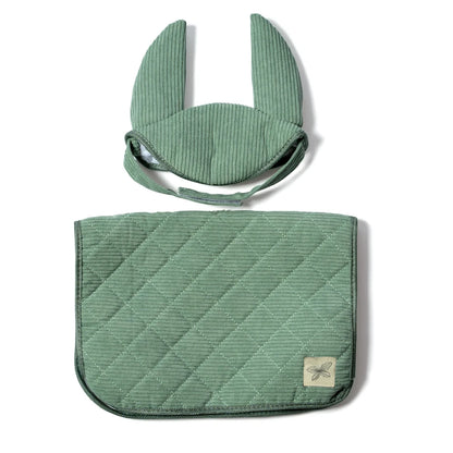 Hobbyhorse saddle pad &amp; fly veil | Green corduroy