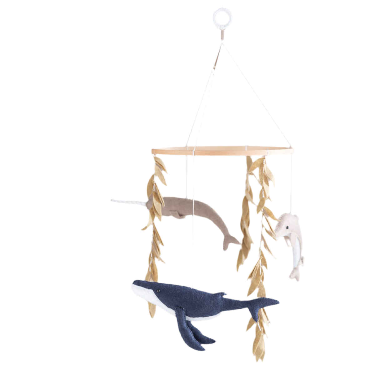 Handgemachtes Ozean-Mobile aus Wollfilz – Fische & Meerespflanzen