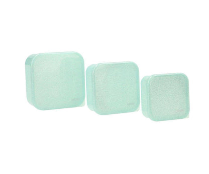 3 Brotdosen / Lunchboxen Aqua Glitter Türkis