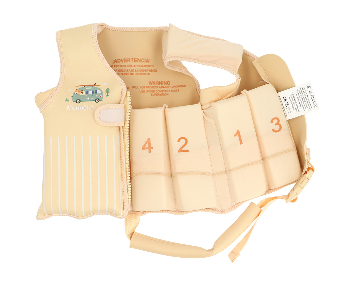 Schwimmweste beige-gelb-pastell 1-2 Jahre SURF VAN