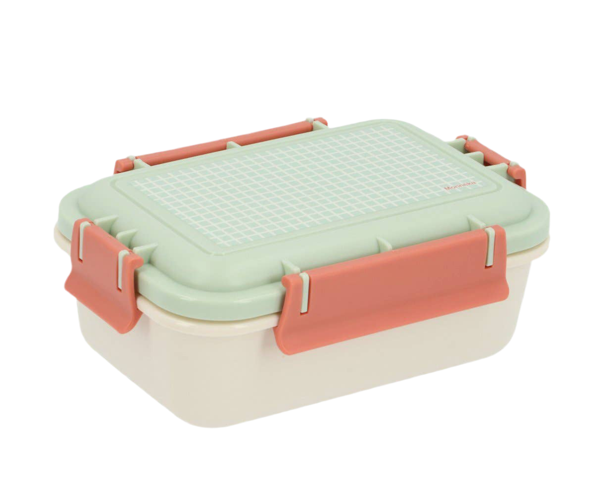 Lunch box Bento lunchbox rectangular net pattern sage green