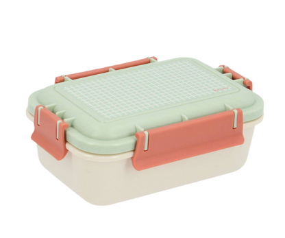 Brotdose Bento Lunchbox rechteckig  Netzmuster Salbeigrün