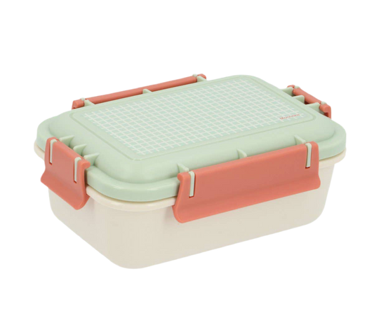 Brotdose  Bento Lunchbox rechteckig  Netzmuster Salbeigrün