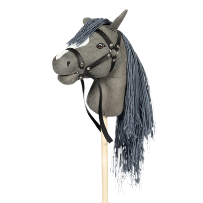 Hobbyhorse – Grey with white blaze &amp; open mouth