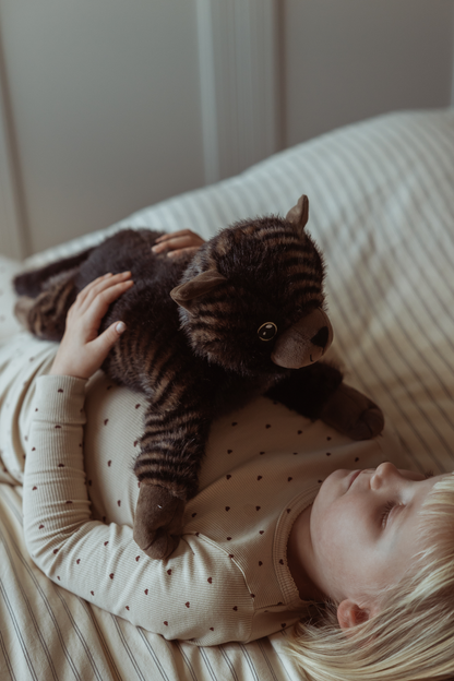 Gewichtete Plüschkatze mittelgroß 1,2 kg - gestreifter Kuschelfreund für Geborgenheit