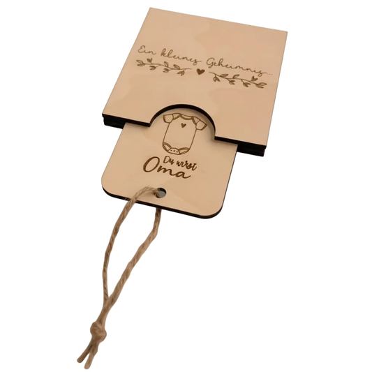 Schwangerschaftsverkündung *Du wirst Oma* Ziehkarte, handgefertigt