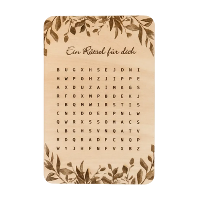Holzkarte *Du wirst Oma* Buchstabenrätsel, handgefertigt