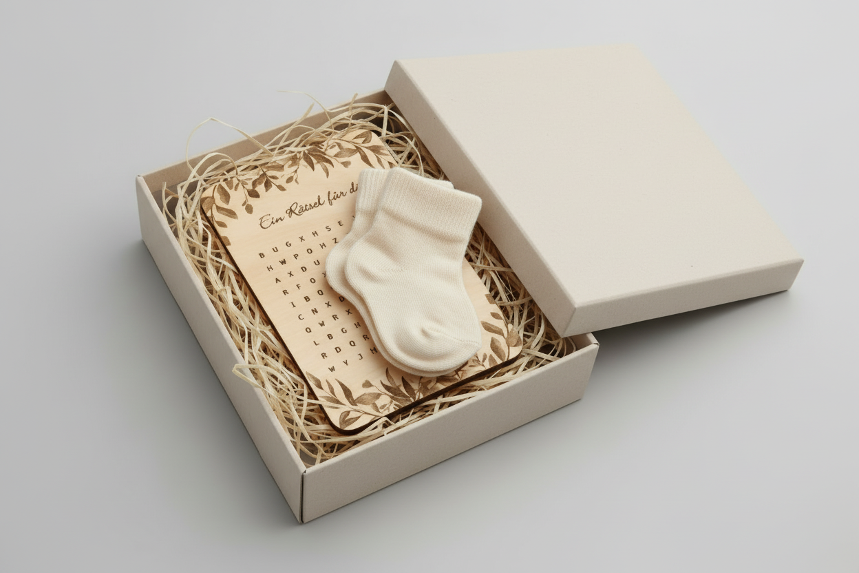 Holzkarte *Du wirst Oma* Buchstabenrätsel, handgefertigt