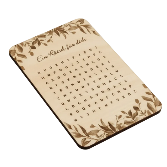 Holzkarte *Du wirst Oma* Buchstabenrätsel, handgefertigt